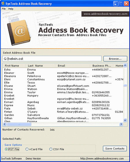 Recover Several OST Contacts screenshot Recover Several OST Contacts screenshot