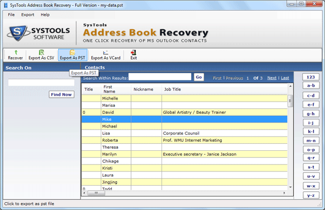 Address Book Recovery